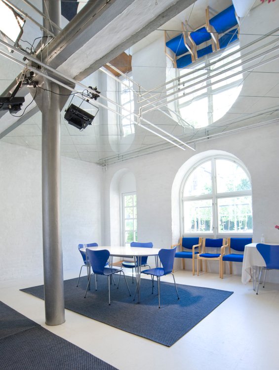 inspirerende mødelokale med højt til loftet